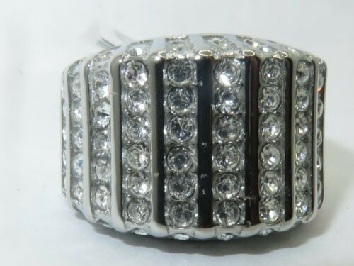 Jewellery Kingdom Ladies Band Stainless Steel Silver Cubic Zirconia Cocktail Ring - Jewelry Rings - British D'sire