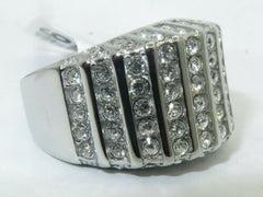 Jewellery Kingdom Ladies Band Stainless Steel Silver Cubic Zirconia Cocktail Ring - Jewelry Rings - British D'sire