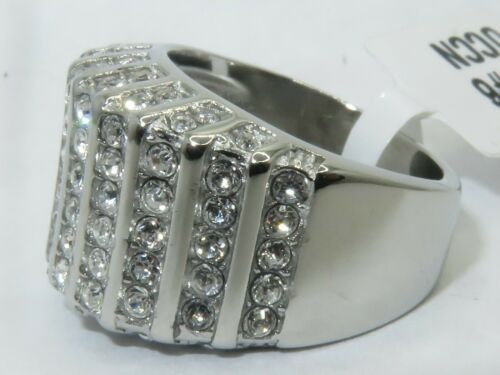 Jewellery Kingdom Ladies Band Stainless Steel Silver Cubic Zirconia Cocktail Ring - Jewelry Rings - British D'sire