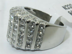 Jewellery Kingdom Ladies Band Stainless Steel Silver Cubic Zirconia Cocktail Ring - Jewelry Rings - British D'sire