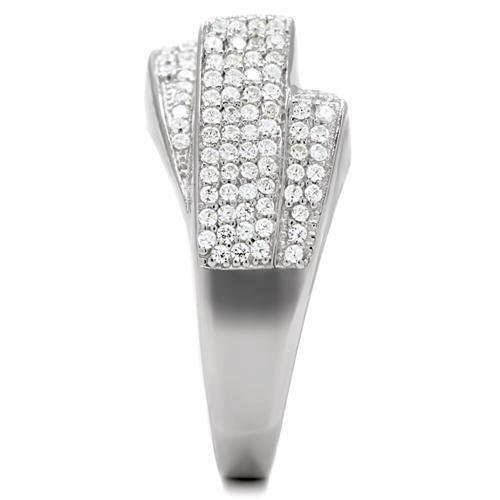Jewellery Kingdom Ladies Band Sterling Silver Cz Triple Row Pave Stamped Italian Ring Secondary image