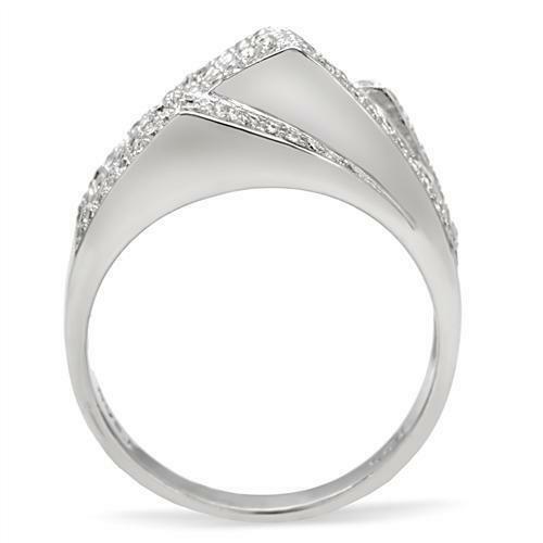 Jewellery Kingdom Ladies Band Sterling Silver Cz Triple Row Pave Stamped Italian Silver Ring - Jewelry Rings - British D'sire Main image