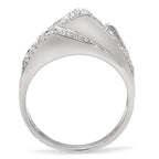 Jewellery Kingdom Ladies Band Sterling Silver Cz Triple Row Pave Stamped Italian Silver Ring - Jewelry Rings - British D'sire