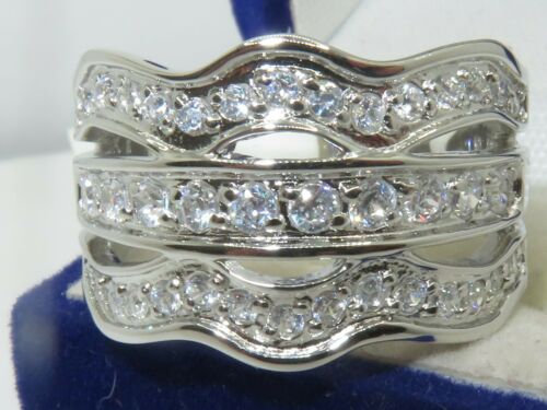 Jewellery Kingdom Ladies Band Sterling Silver Pave 8mm Wide Cubic Zirconia Eternity Ring - Jewelry Rings - British D'sire Main image