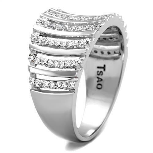 Jewellery Kingdom Ladies Band Sterling Silver Pave Cubic Zirconia Stamped Open Ring - Jewelry Rings - British D'sire