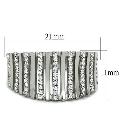 Jewellery Kingdom Ladies Band Sterling Silver Pave Cubic Zirconia Stamped Open Ring - Jewelry Rings - British D'sire