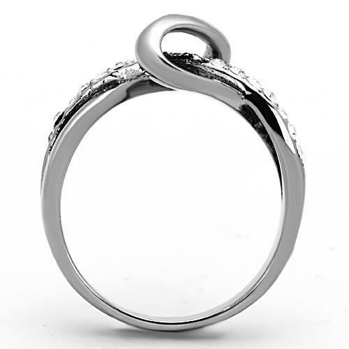 Jewellery Kingdom Ladies Band Swirl Cz Pave Stainless Steel Ring (Silver) Secondary image