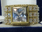 Jewellery Kingdom Ladies Band Wide Full Eternity Cz 18kt Triple Princess Ring (Gold) - Jewelry Rings - British D'sire