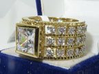 Jewellery Kingdom Ladies Band Wide Full Eternity Cz 18kt Triple Princess Ring (Gold) - Jewelry Rings - British D'sire