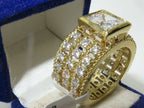 Jewellery Kingdom Ladies Band Wide Full Eternity Cz 18kt Triple Princess Ring (Gold) - Jewelry Rings - British D'sire