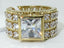Jewellery Kingdom Ladies Band Wide Full Eternity Cz 18kt Triple Princess Ring (Gold) - Jewelry Rings - British D'sire