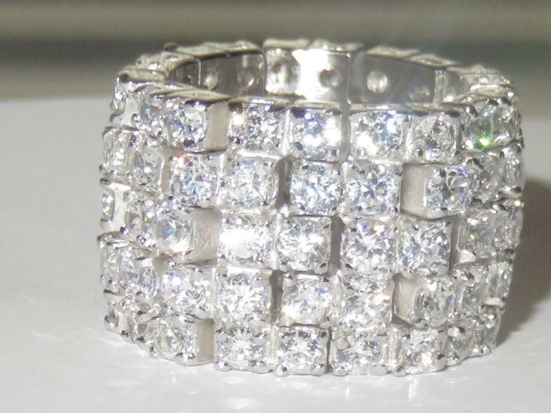 Jewellery Kingdom Ladies Band Wide Sterling Silver CZ Cubic Zirconia Moveable Ring (Silver) - Jewelry Rings - British D'sire Main image