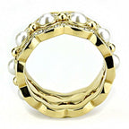 Jewellery Kingdom Ladies Bands Stacking Pearl 3pcs 18kt Steel Full Eternity Size N Ring Set (Gold) - Jewelry Rings - British D'sire