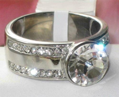 Jewellery Kingdom Ladies Bezel Band Cubic Zirconia Stainless Steel Ring (Silver) - Jewelry Rings - British D'sire