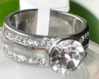 Jewellery Kingdom Ladies Bezel Band Cubic Zirconia Stainless Steel Ring (Silver) - Jewelry Rings - British D'sire