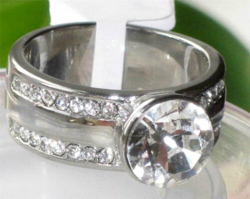 Jewellery Kingdom Ladies Bezel Band Cubic Zirconia Stainless Steel Ring (Silver) - Jewelry Rings - British D'sire