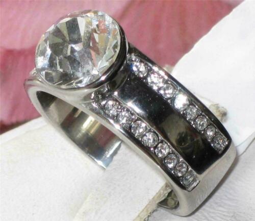 Jewellery Kingdom Ladies Bezel Band Cubic Zirconia Stainless Steel Ring (Silver) - Jewelry Rings - British D'sire