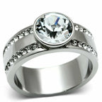 Jewellery Kingdom Ladies Bezel Band Cubic Zirconia Stainless Steel Ring (Silver) - Jewelry Rings - British D'sire