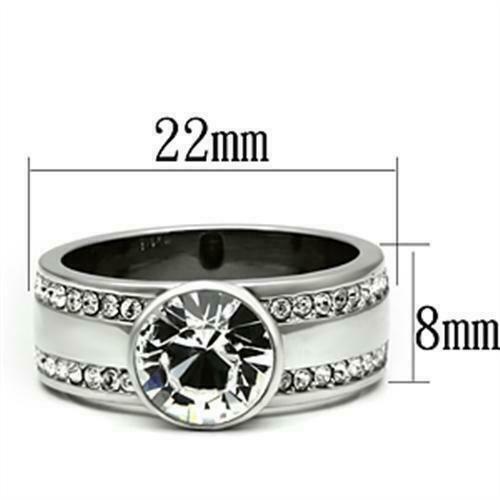 Jewellery Kingdom Ladies Bezel Band Cubic Zirconia Stainless Steel Ring (Silver) - Jewelry Rings - British D'sire
