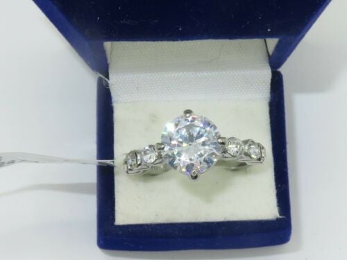 Jewellery Kingdom Ladies Bezel Cubic Zirconia Solitaire 5 Carat Accents Stainless Steel Ring (Silver) Secondary image