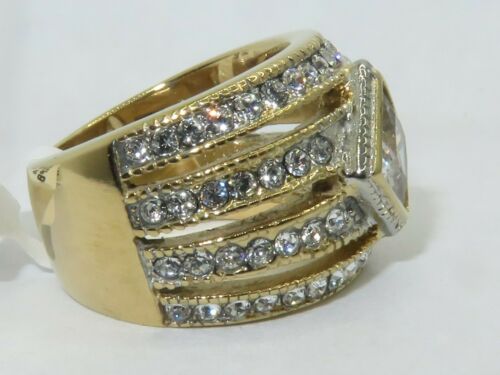 Jewellery Kingdom Ladies Bezel Dome Cubic Zirconia Comfort Sparkling Dress Ring (Gold) Secondary image