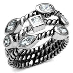 Jewellery Kingdom Ladies Bezel Stacking Blackened Band Stainless Steel Rope Ring - Jewelry Rings - British D'sire