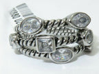 Jewellery Kingdom Ladies Bezel Stacking Blackened Band Stainless Steel Rope Ring - Jewelry Rings - British D'sire