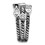 Jewellery Kingdom Ladies Bezel Stacking Blackened Band Stainless Steel Rope Ring - Jewelry Rings - British D'sire
