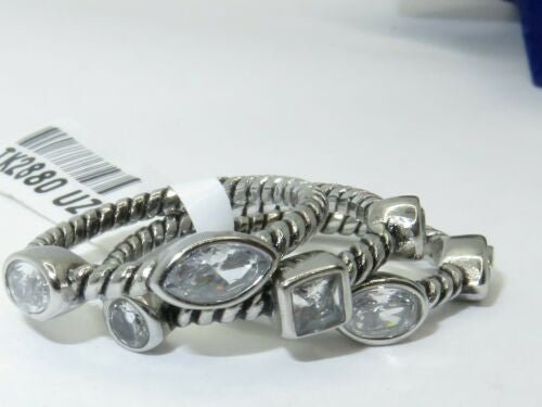 Jewellery Kingdom Ladies Bezel Stacking Blackened Band Stainless Steel Rope Ring - Jewelry Rings - British D'sire