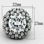 Jewellery Kingdom Ladies Big Dome Emerald Cocktail Cz Ruthenium 20 carat Statement Ring (Silver) - Jewelry Rings - British D'sire