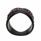 Jewellery Kingdom Ladies Black Amethyst Crossover Princess Band Cubic Zirconia Ring - Jewelry Rings - British D'sire