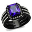 Jewellery Kingdom Ladies Black Amethyst Purple Emerald Stainless Steel Cz 6 Carat Ring - Jewelry Rings - British D'sire