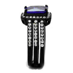 Jewellery Kingdom Ladies Black Amethyst Purple Emerald Stainless Steel Cz 6 Carat Ring - Jewelry Rings - British D'sire