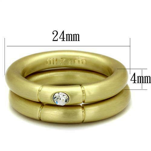 Jewellery Kingdom Ladies Black Band Set Matt Gold Stacking Jill Zarin Designer 2pcs Cz Bands - Jewelry Rings - British D'sire
