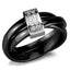 Jewellery Kingdom Ladies Black Ceramic Band Russian Cz Stainless Steel Interlocking Rings - Jewelry Rings - British D'sire