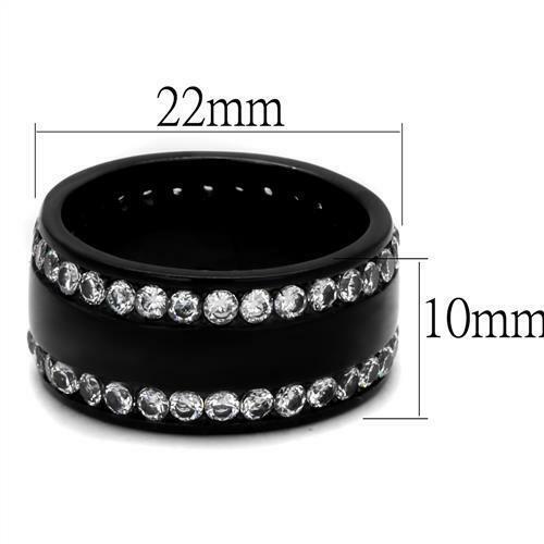 Jewellery Kingdom Ladies Black Cz Stainless Steel Band Eternity Wedding Ring Secondary image