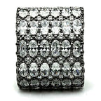 Jewellery Kingdom Ladies Black Wide Band 20mm Oval Cz Stones All Round Stainless Steel Ring - Jewelry Rings - British D'sire