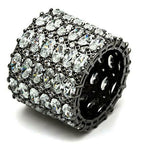 Jewellery Kingdom Ladies Black Wide Band 20mm Oval Cz Stones All Round Stainless Steel Ring - Jewelry Rings - British D'sire