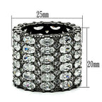 Jewellery Kingdom Ladies Black Wide Band 20mm Oval Cz Stones All Round Stainless Steel Ring - Jewelry Rings - British D'sire