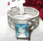 Jewellery Kingdom Ladies Blue Aquamarine Cz Solitaire Stainless Steel Ring (Silver) - Jewelry Rings - British D'sire