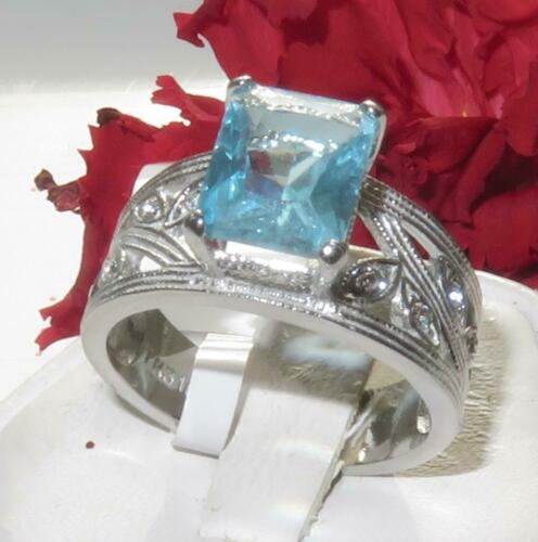 Jewellery Kingdom Ladies Blue Aquamarine Cz Solitaire Stainless Steel Ring (Silver) - Jewelry Rings - British D'sire