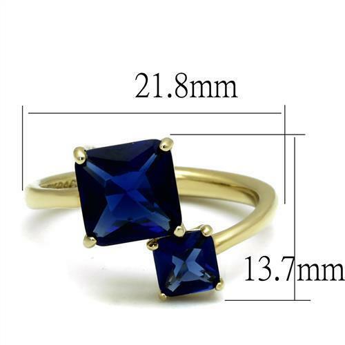 Jewellery Kingdom Ladies Blue Sapphire Princess Stainless Steel Cubic Zirconia Ring (Gold) Secondary image