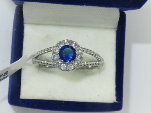 Jewellery Kingdom Ladies Blue Sapphire Ring Cz Dress Engagement Stainless Steel Rope 1 Carat Secondary image