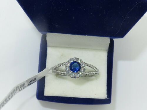 Jewellery Kingdom Ladies Blue Sapphire Ring Cz Dress Engagement Stainless Steel Rope 1 Carat - Jewelry Rings - British D'sire Main image