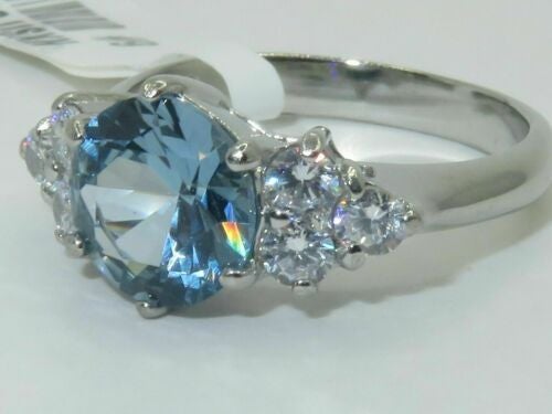 Jewellery Kingdom Ladies Blue Topaz 3k Stainless Steel Ring (Silver) - Rings - British D'sire