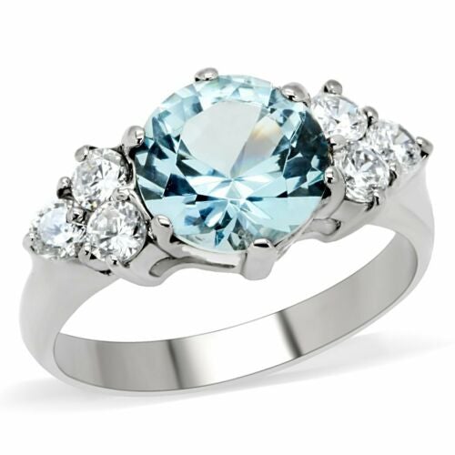 Jewellery Kingdom Ladies Blue Topaz 3k Stainless Steel Ring (Silver) - Rings - British D'sire Main image