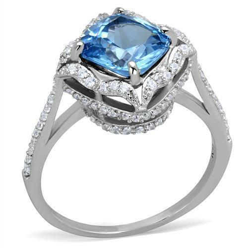 Jewellery Kingdom Ladies Blue Topaz Cushion Cut 1.50k Ring (Silver) - Rings - British D'sire