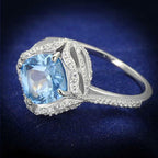Jewellery Kingdom Ladies Blue Topaz Cushion Cut 1.50k Ring (Silver) - Rings - British D'sire