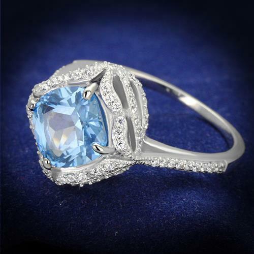 Jewellery Kingdom Ladies Blue Topaz Cushion Cut 1.50k Ring (Silver) - Rings - British D'sire