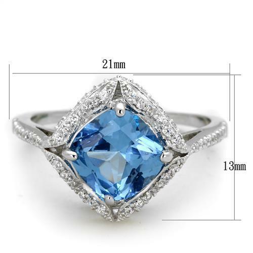 Jewellery Kingdom Ladies Blue Topaz Cushion Cut 1.50k Ring (Silver) - Rings - British D'sire